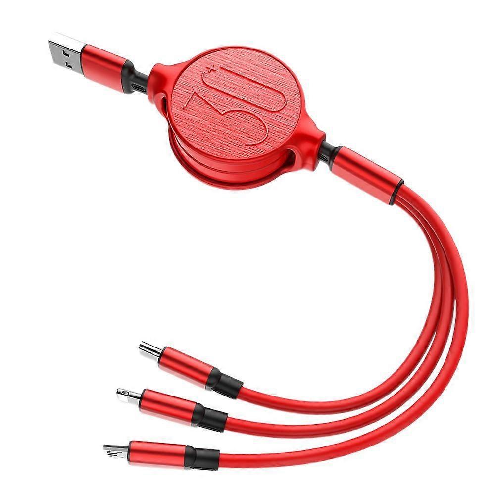 Three-in-one data cable Android Apple 3A fast charging cable car mobile phone charging cable data cable car suppliesred