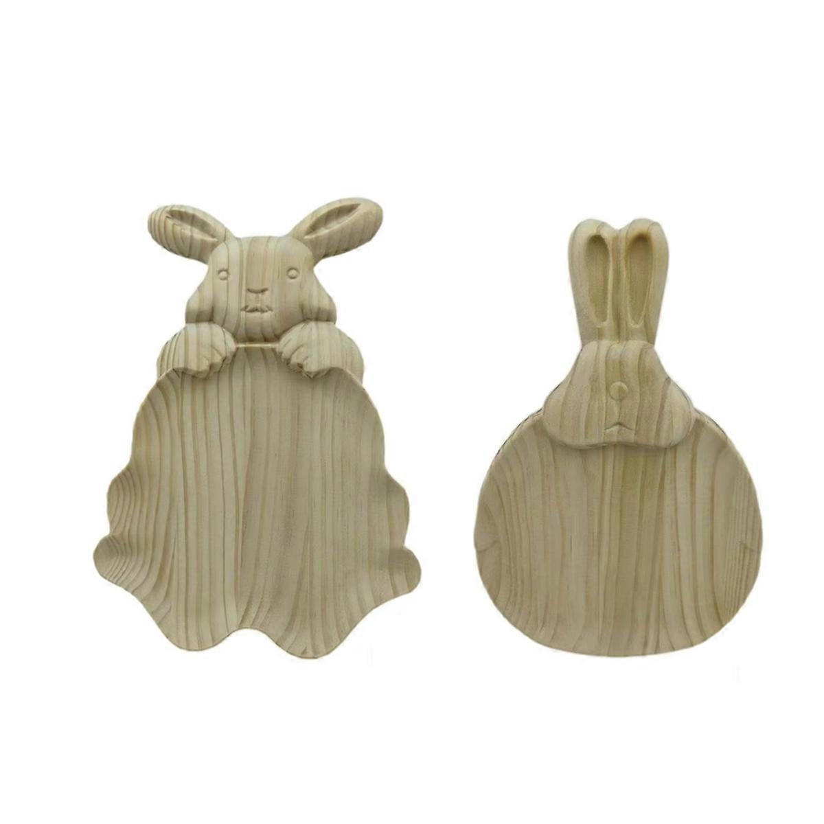 Bunny Serving Tray Bunny Shaped Snack Platters Easter Wooden Serving Plates Rustic Decorative Charc