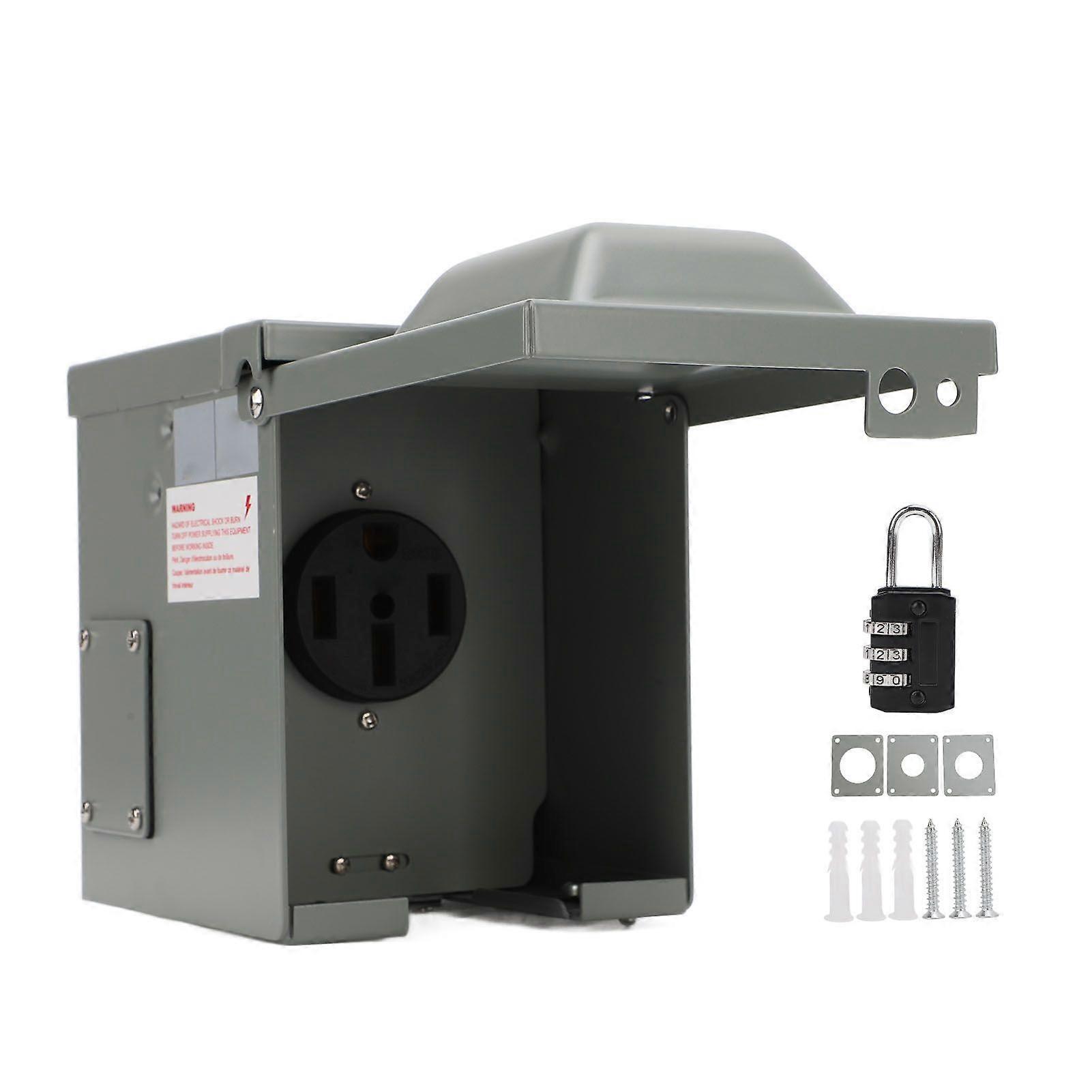 50 Amp RV Power Outlet Box for NEMA 1450R Receptacle Plug Enclosed Lockable Electrical Receptacle Panel for Hookup RV Campers Travel Trailer MK4906