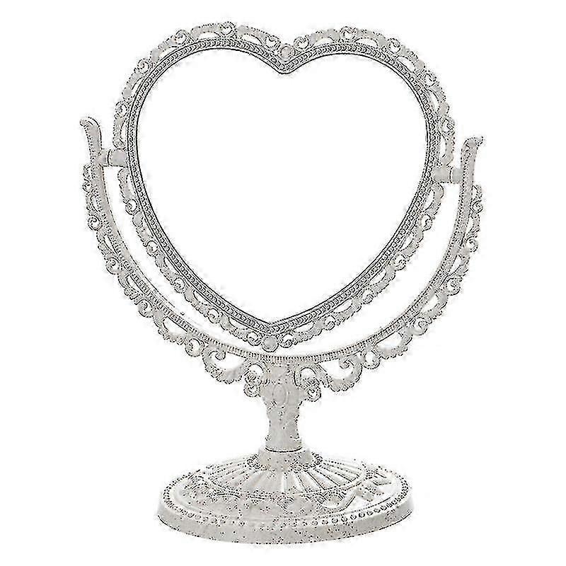 Heart Shaped Rotatable Double Sided Desktop Cosmetic Vanity Mirror