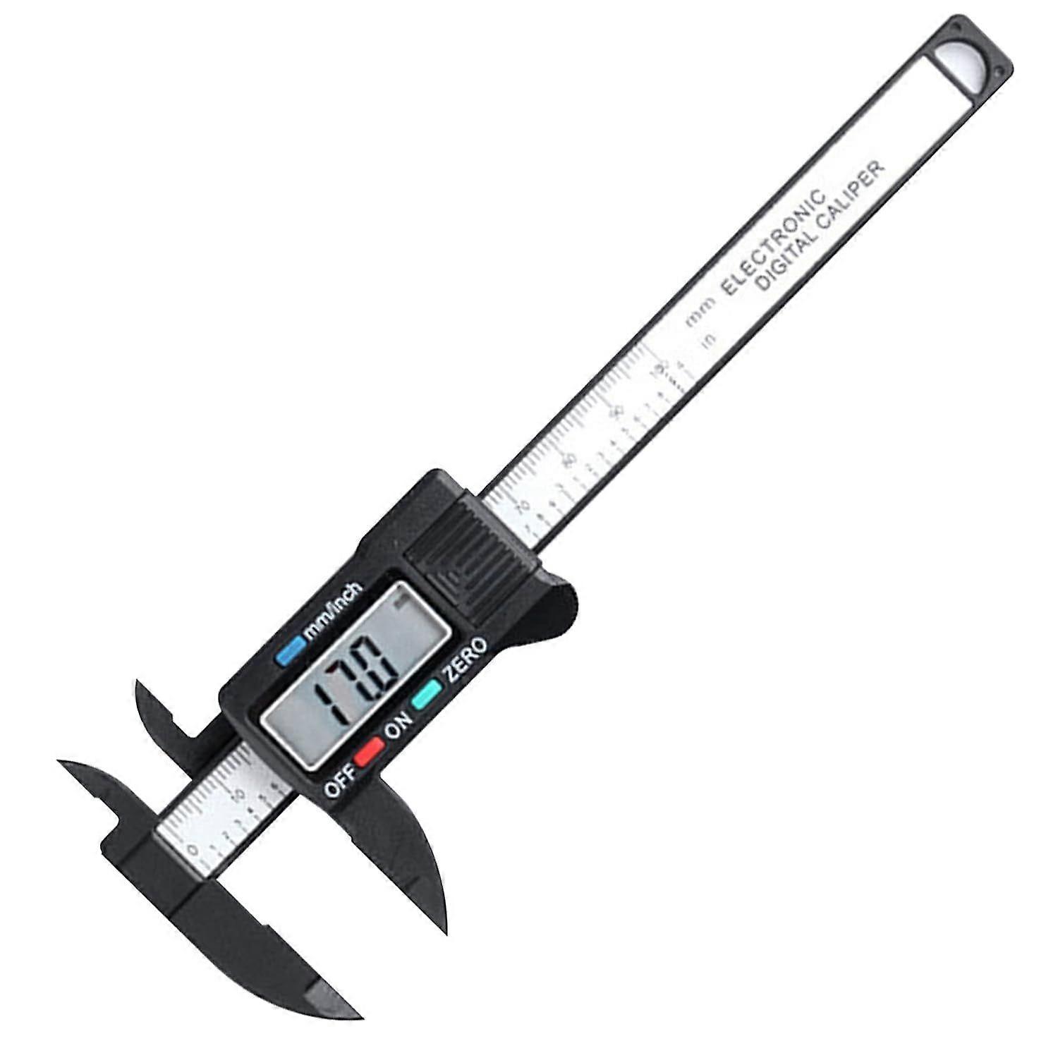 Digital Caliper, 150mm / 6" Carbon Fiber Digital Caliper with Clear LCD Display and Battery Backup for External, Internal, Depth and Step Measurements
