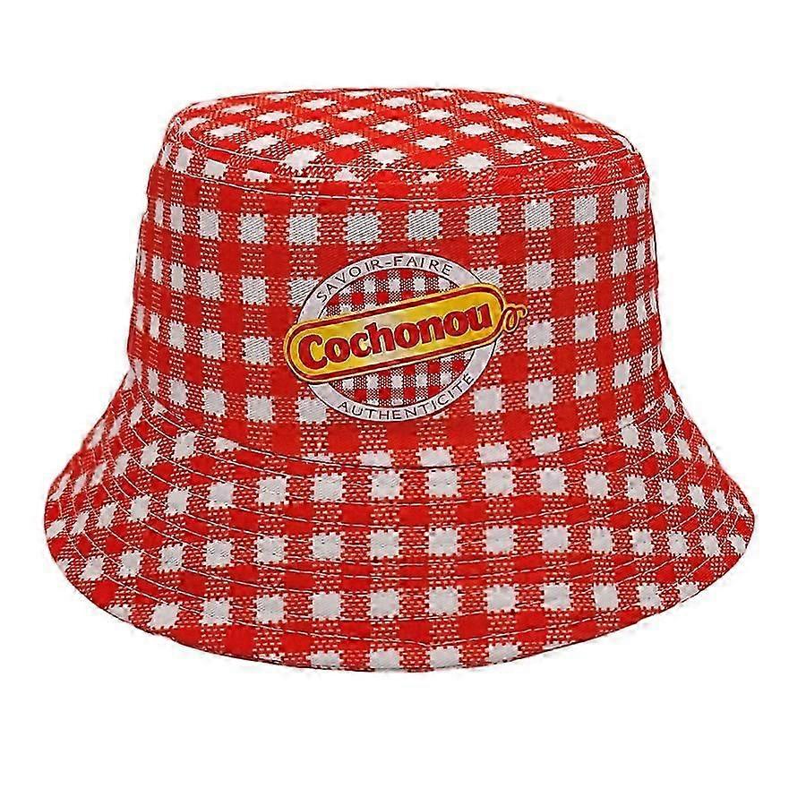 Schöne Fischerhüte im rot karierten Stil: Cochonou Bob Hüte für Männer, Frauen und Unisex. Atmungsaktive Outdoor Panama Caps, Fischerhüte