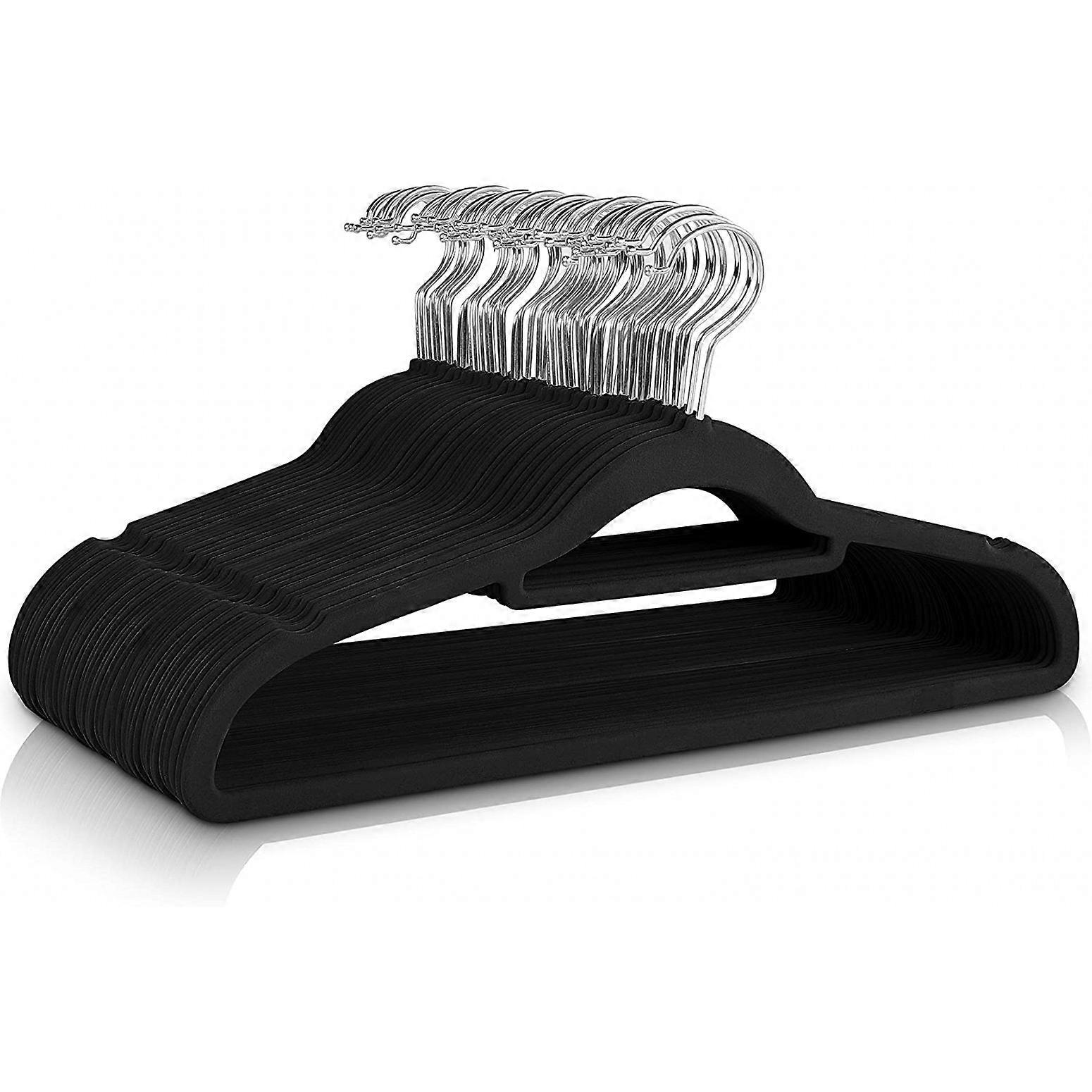 50-Pack Velvet Hangers - Non-Slip with Tie Bar & 360° Hook