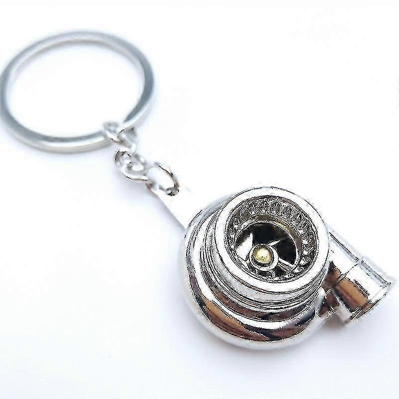 Turbo-Shaped Metal Car Keychain with Spinning Turbine Model