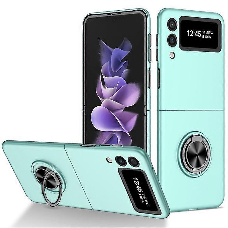 Compatible For Samsung Galaxy Z Flip3 5G Anti-fall Hard PC Rotating Metal Ring Kickstand Phone Case Folding Well-protected Shell