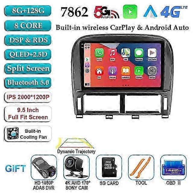 Android 12 For Lexus Ls430 2003 - 2006 Car Radio QLED Screen Tape Recorder GPS Navi Multimedia Video Player Head Unit DVD