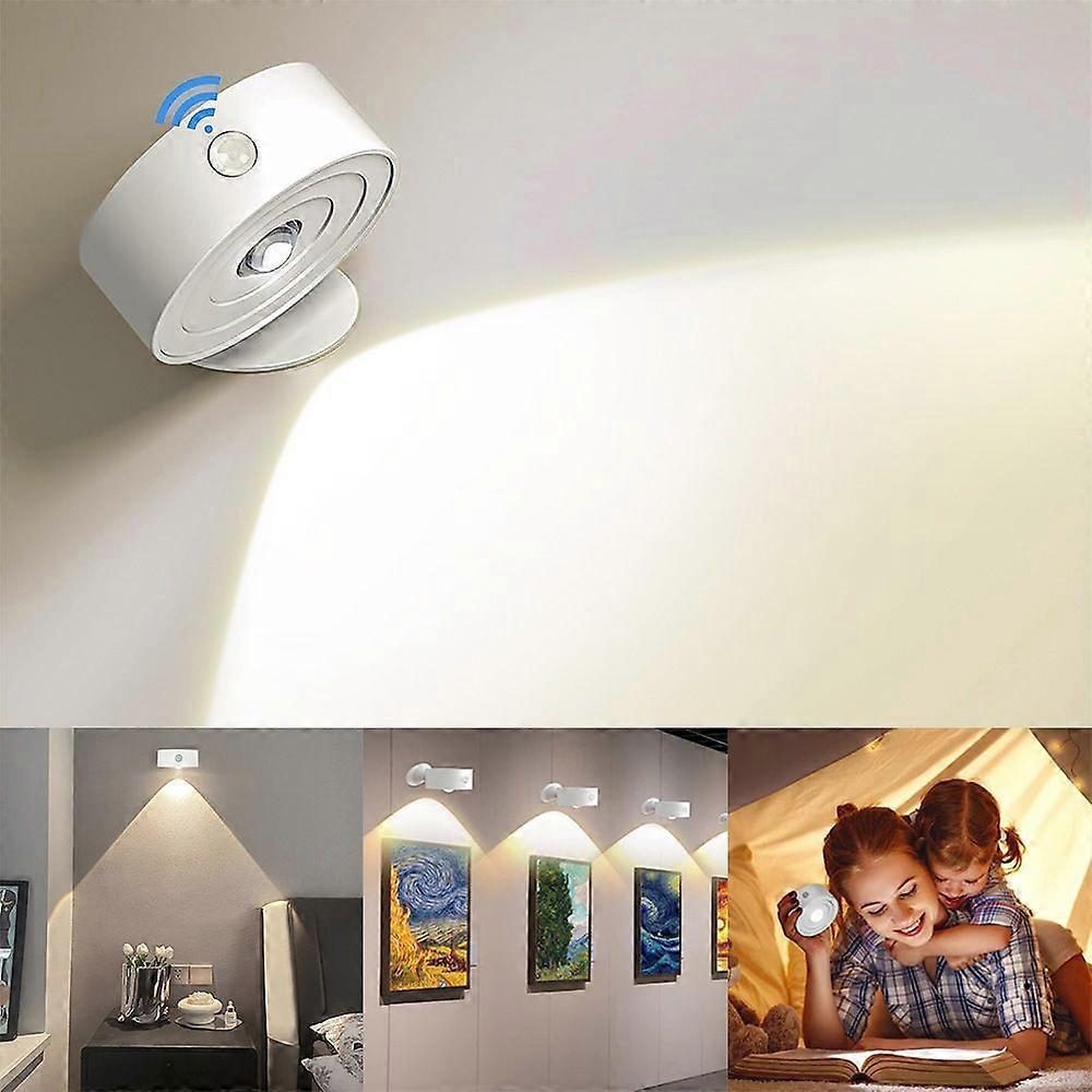 Rechargeable Led Wall Sconces Light Motion Sensor Wall Cordless Lights 360 Rotatable Magnetic Reading Lamp For Indoor Bedroom