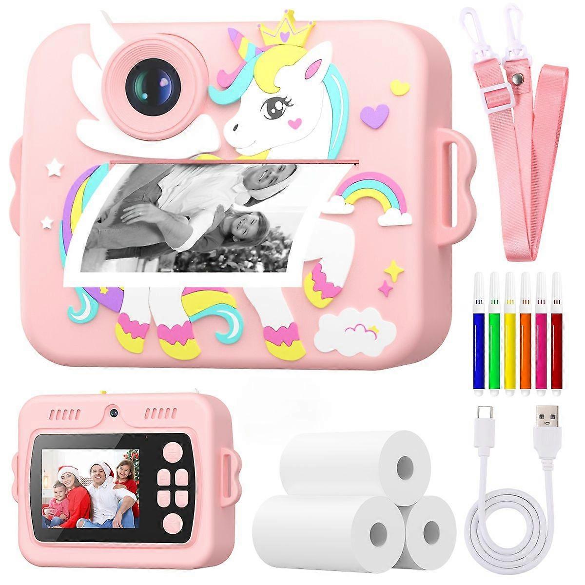 Digital Camera Teens Instant Print Camera 2.4 Inch Screen Pink