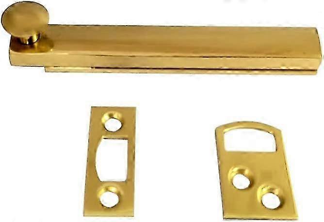 Heavy Duty Solid Brass Concealed Surface Bolt, 4", Polish Brass, 1 Pack, Made in Taiwan