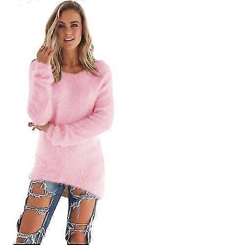 Dames Wol Fluffy Pullover Sweater 3XL roze