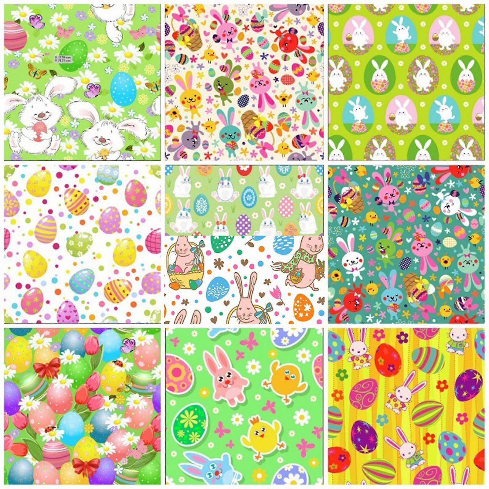 10片缝纫布可爱卡通图案防水防褪色柔软触感DIY绗缝布