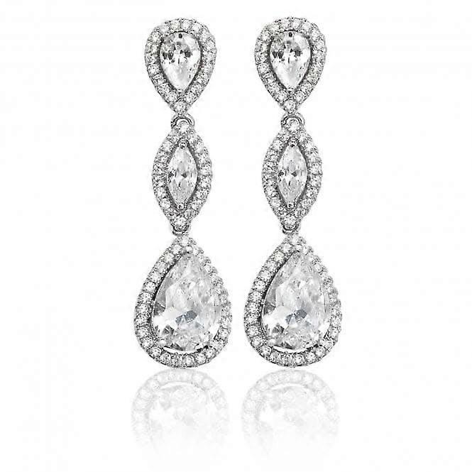 Silver & Co Pear Marquise Shape Halo Cubic Zirconia Drop Earrings SEG0037CZ