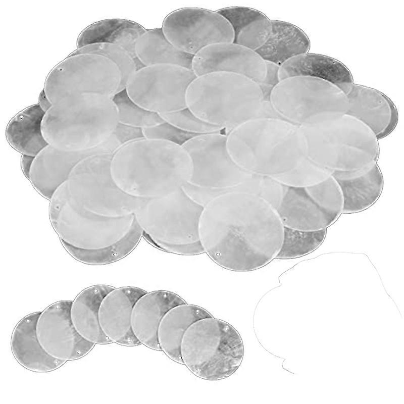 120 Pcs Round Natural Shells Capiz Sea Shells 2 Inch Oyster Shells for Crafting with 2 Holes Sea She