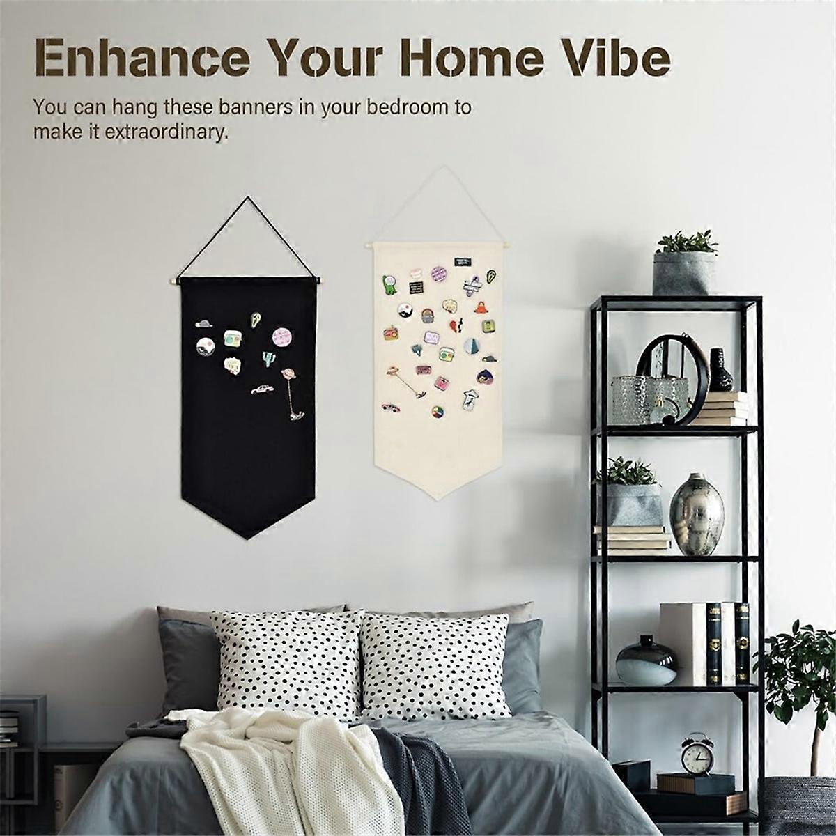 4 Pcs Canvas Banners, Pin Collection Organizer, Wall Display Banners