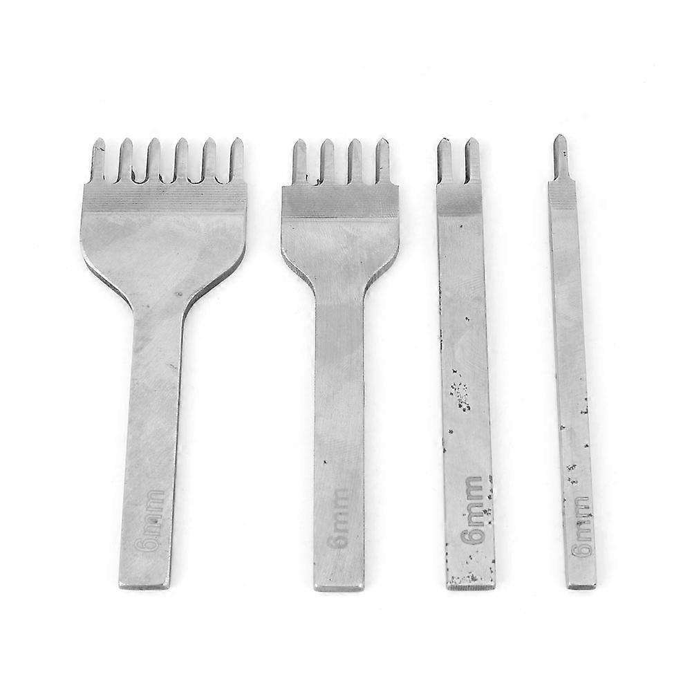 Staal DIY Lederen Craft Tools Stitching Beitel Tool 1 Tand / 2 Prong / 4 Prong / 6 Prong (6 mm)