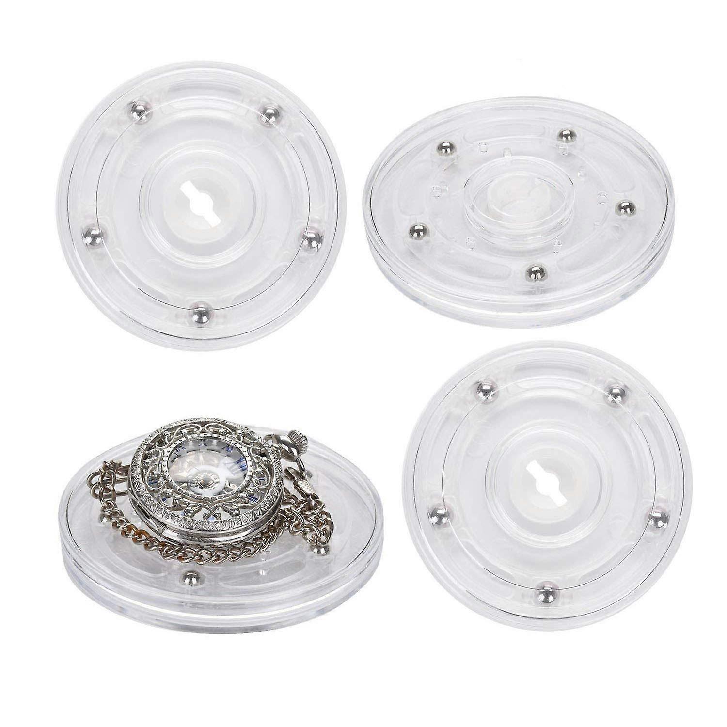 4 PCS Acrylic White Lazy Susan Turntable Organizer for Spice Rack Table Cake Kitchen Pantry Decorating