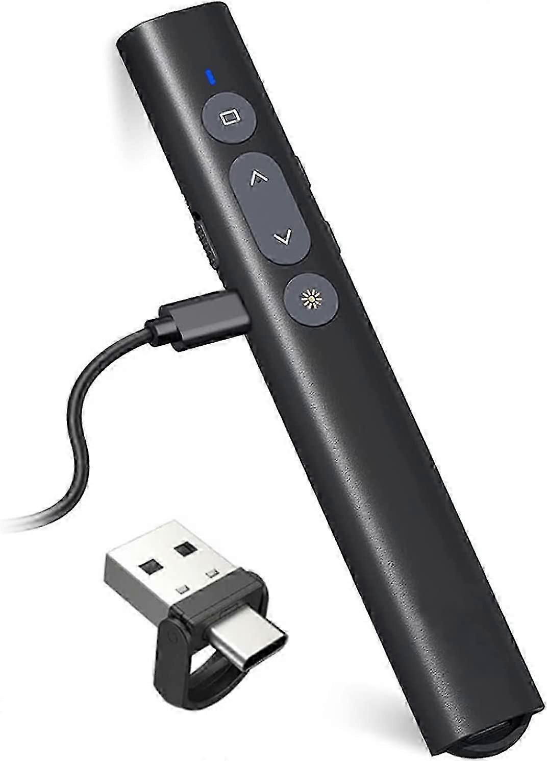 Presentatore wireless ricaricabile USB/Type-C 2-in-1 per PPT, Mac, iPad, 140x22x12mm