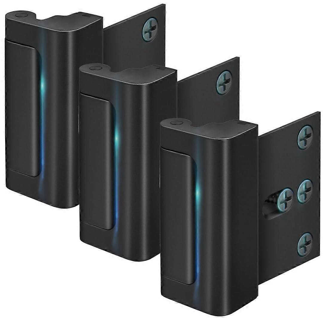 A-Four Home Security Door Reinforcement Lock 3 Pack - Aluminum Alloy, Withstands 800 lbs of Force