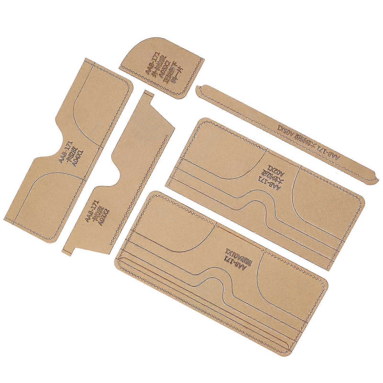 6Pcs Acrylic Template DIY HandMade Short Wallet Leather Pattern Mold Craft Tools