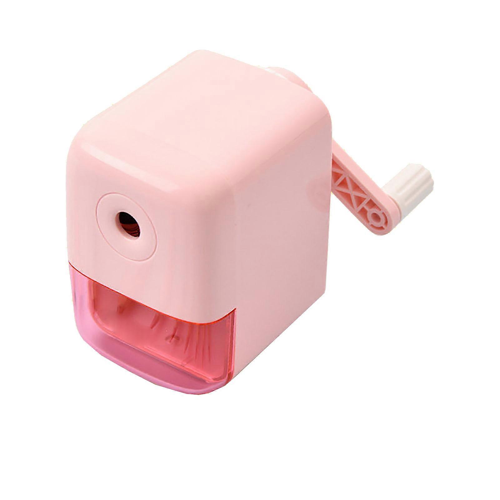 Kids Pencil Sharpener Safe Portable Automatic Grip Efficient Hand Crank Pencil Sharpener for School Red