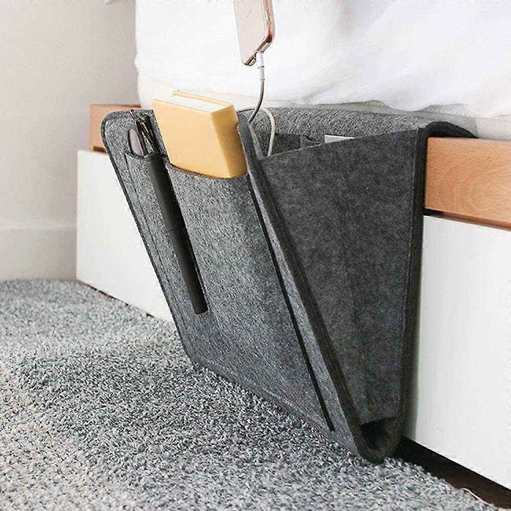Dourr Felt Bedside Caddy For Dormitory Bunk Beds, Tablet And Magazine Holder, Small Items Organizer, Black