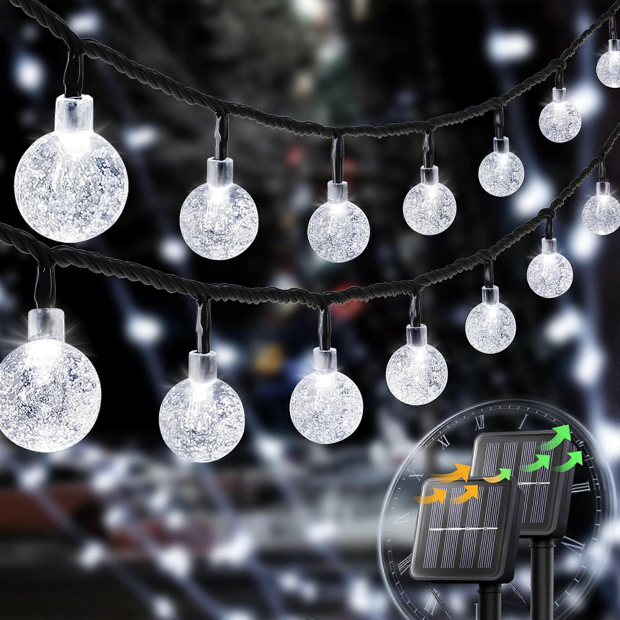 2 Pack 30 LED 20FT Sun String Lights Open, Crystal Globe Lights 8 Lighting Mode,