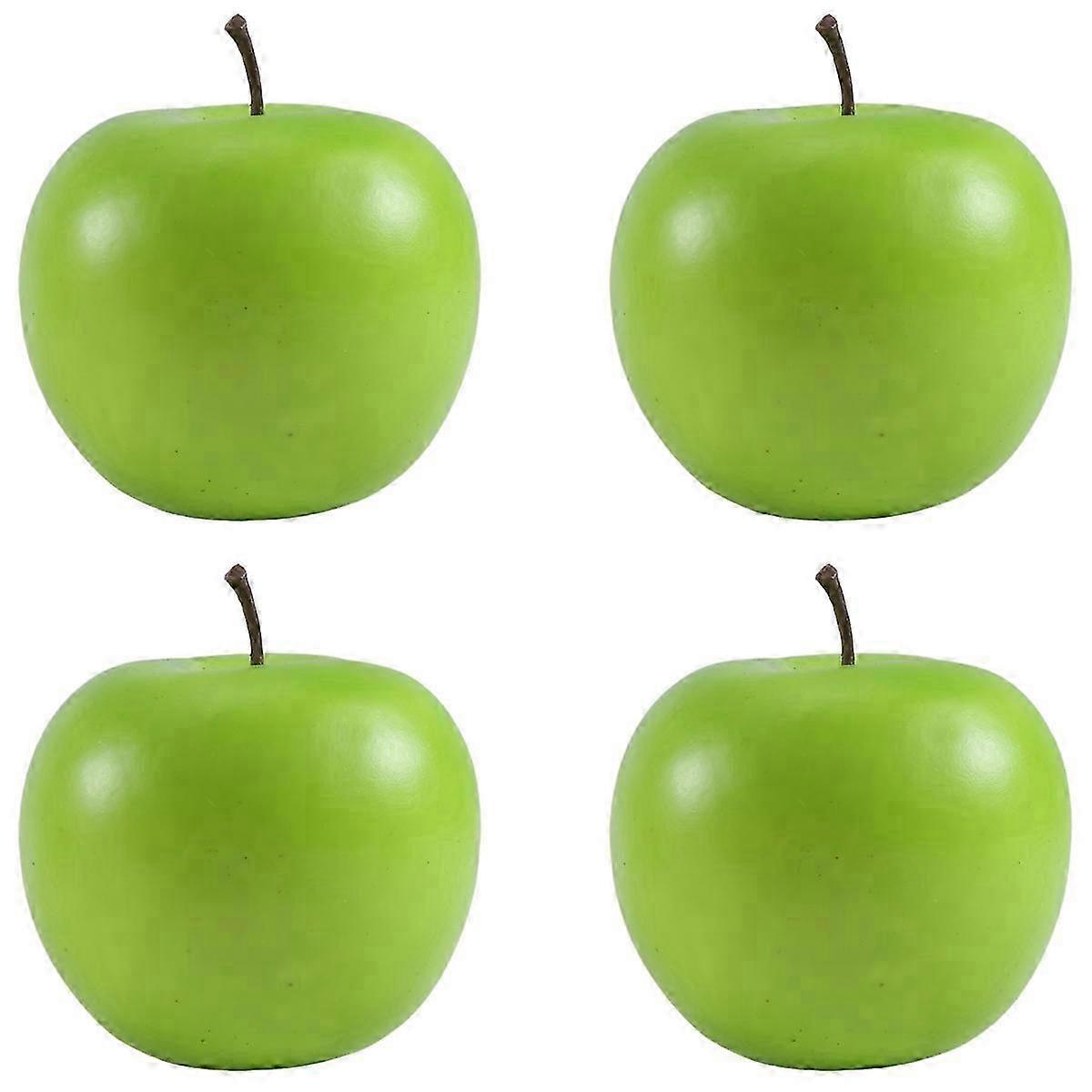 4 store kunstige grønne epler - frukt