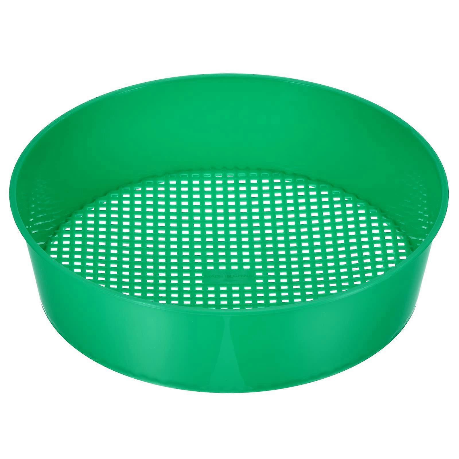 Garden Sifting Pan - Round Plastic Mesh Potting Sieve Soil Filter Screen for Gardening and Yard Use, Green