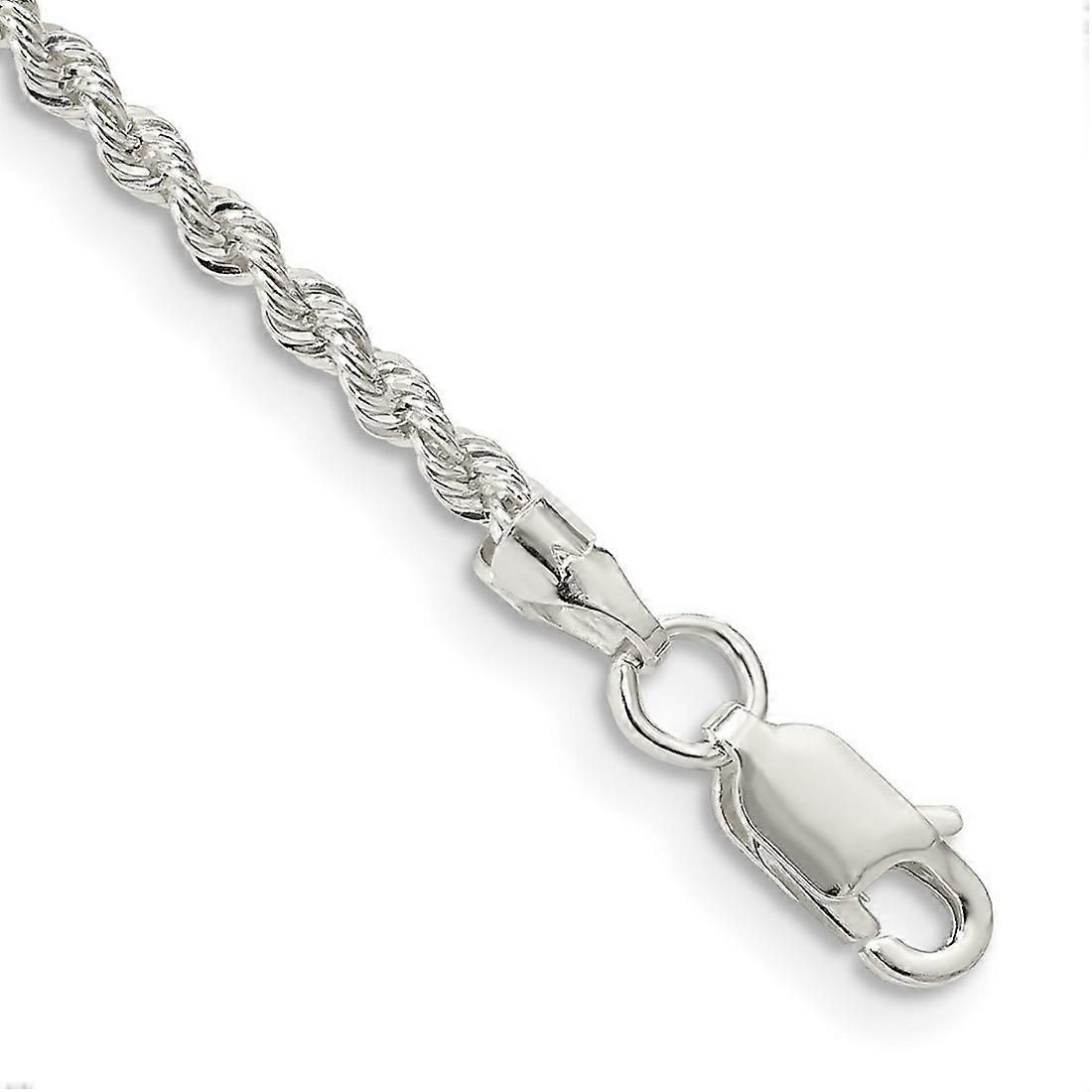 925 Sterling Silver 2.3mm Solid Rope Chain Ankle Bracelet Anklet for Women and Men - Length: 7 to 10