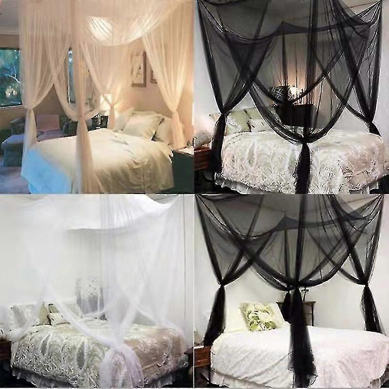 Νέο ασπρόμαυρο Universal Bedroom Bed Κουνουπιέρα χωρίς εγκατάσταση Υπερμεγέθης χώρος Τετράθυρη εξωτερική διακοσμητική κουνουπιέρα