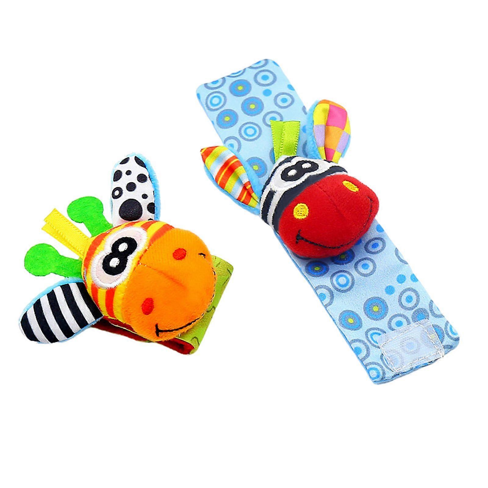 סט גרביים רך לתינוק רעשן כף היד מאתר הרגל, צעצועי תינוקות ממולאים כותנה וקטיפה, מתנת לידה לחג יום הולדת