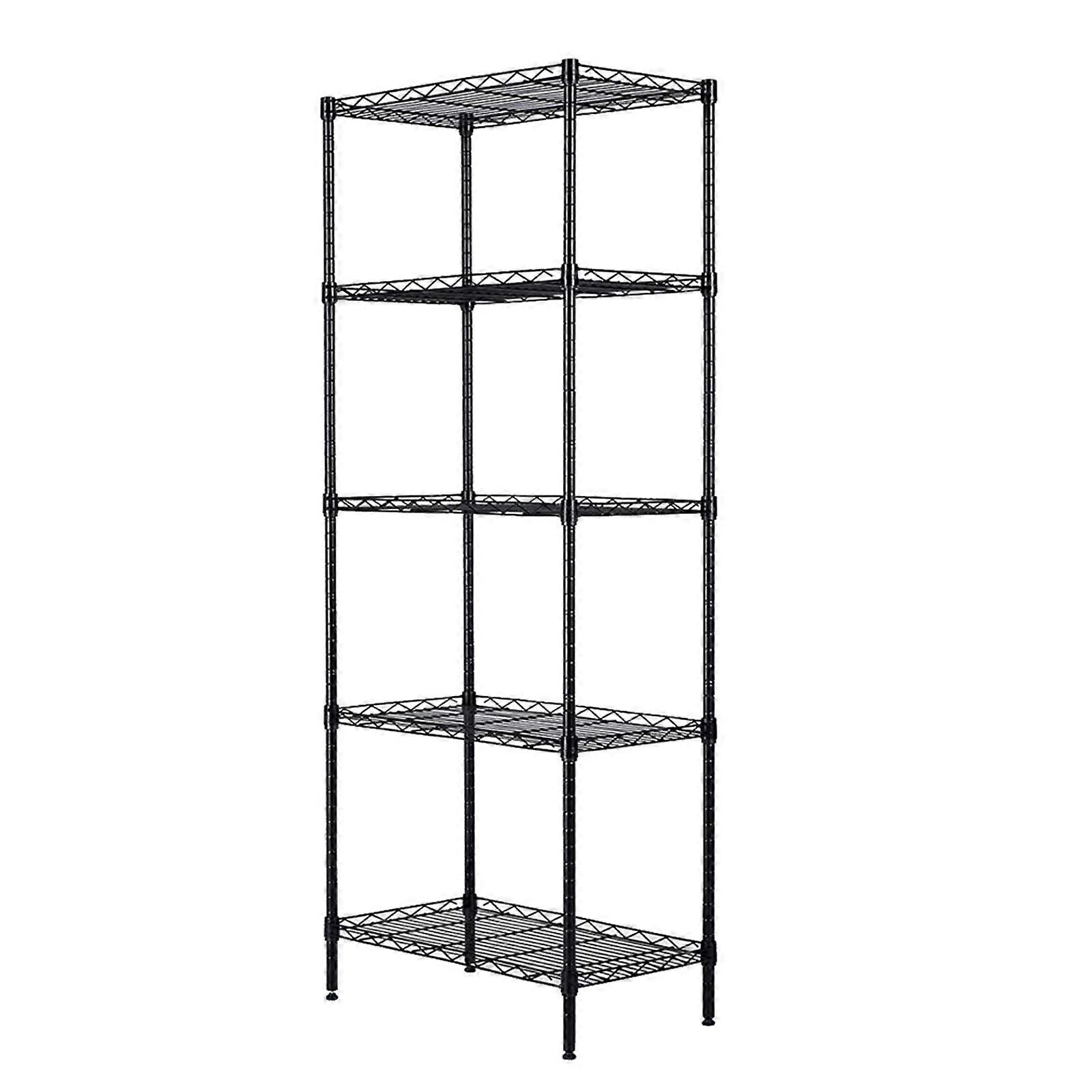 5-Shelf Adjustable Standing Shelf Units, Storage Shelf Wire Shelving Unit Storage Shelves, Steel Organizer (Black)
