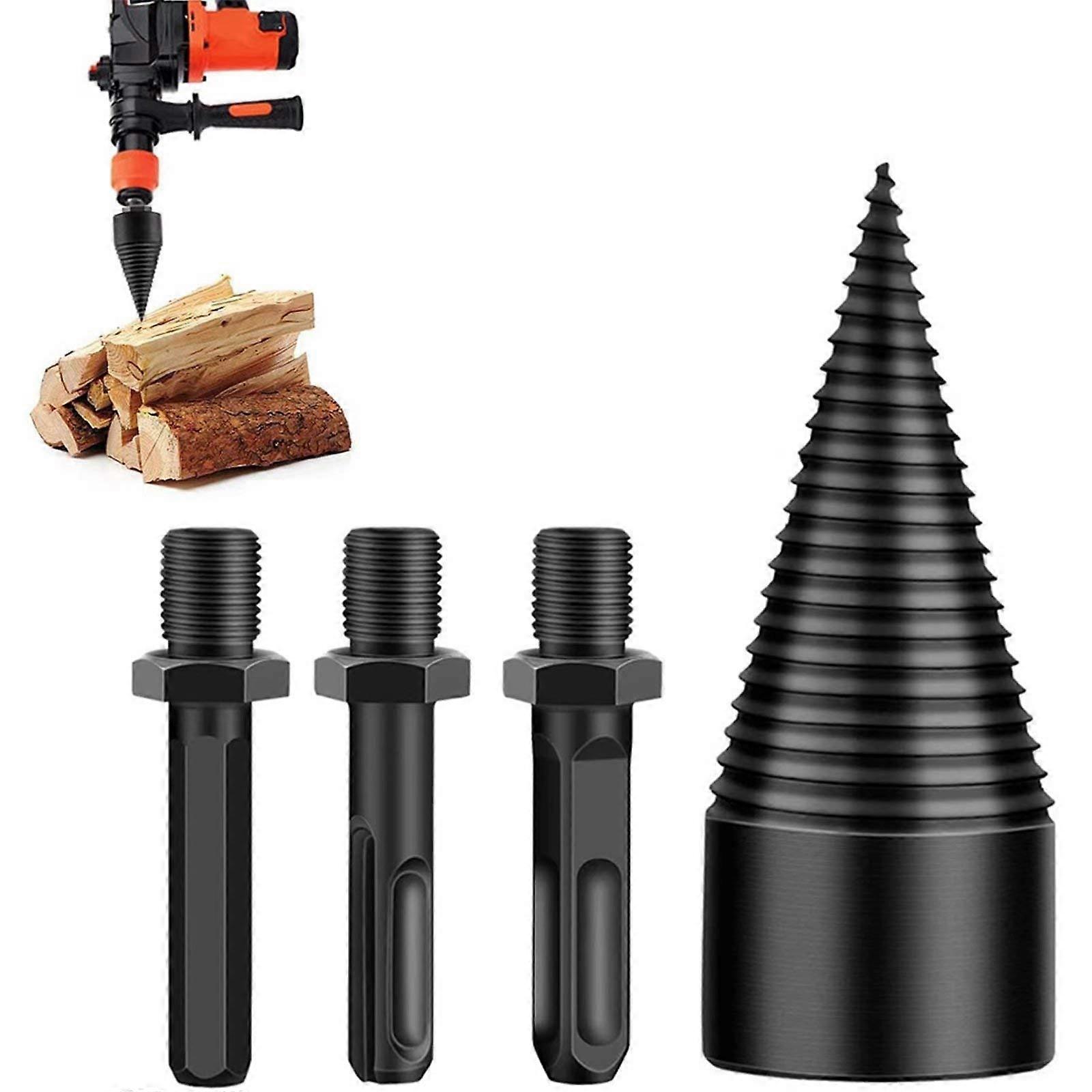 4 Pcs Wood Splitter Drill Bits,Splitting Wood Cone Drill Bit,Firewood Log Splitter Drill