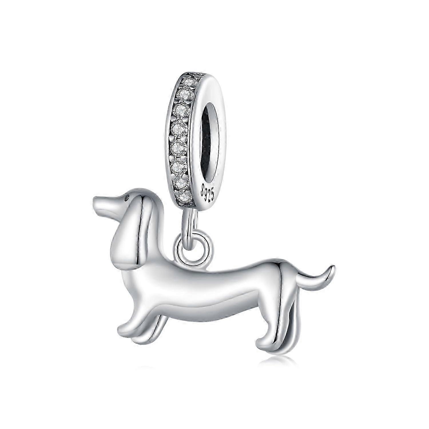 925スターリングシルバーかわいいダックスフンドビーズチャームペンダント、ネックレス、ブレスレット、バングルジュエリーはペンダントを作る