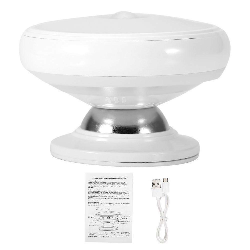Motion Sensor Light 360 Degree Rotating Rechargeable LED Night Light Wall Lamp (Pure White)