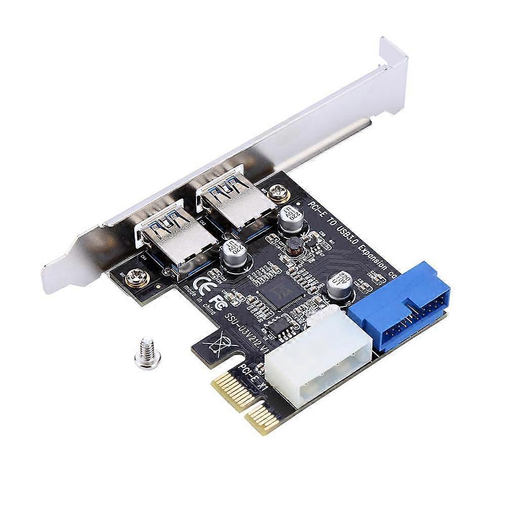5 Gbps 2-Port PCIe to USB Expansion Card Adapter with Front 19PIN Power Connector Interface for Desktops