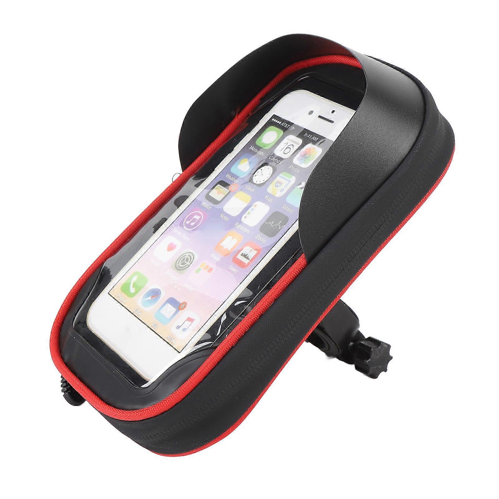 Cycle Phone Front Frame Bag Water Proof 360° Rotation Front Visor Design Touch Screen Cycle Phone Holder Case Handlebar Type Red
