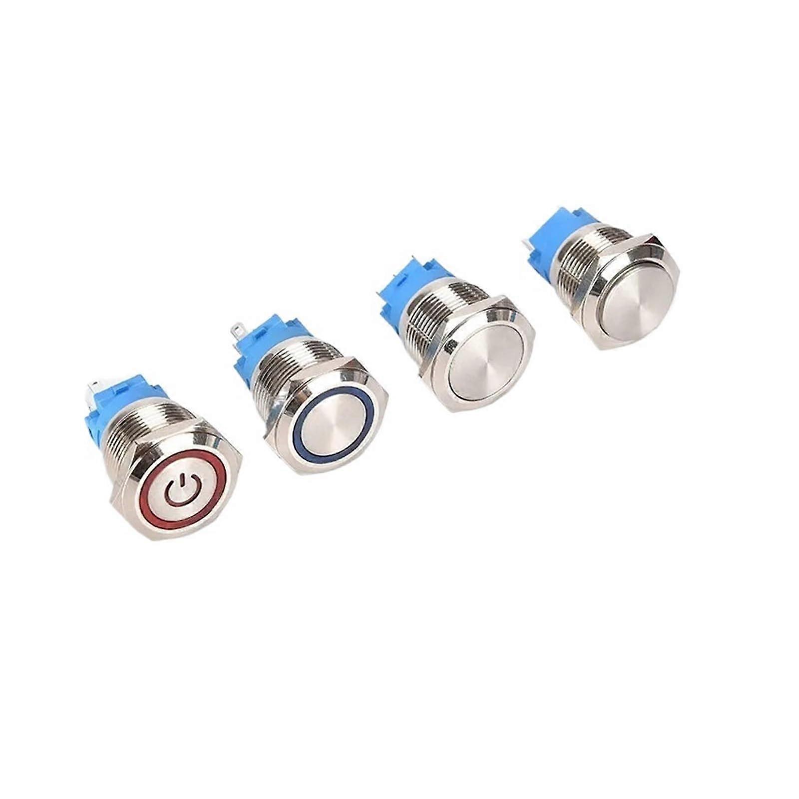 12/16/19mm Metal Button Switch LED lamp 12V 24V 220V Instant Lock car Engine Power Switch 5PCS