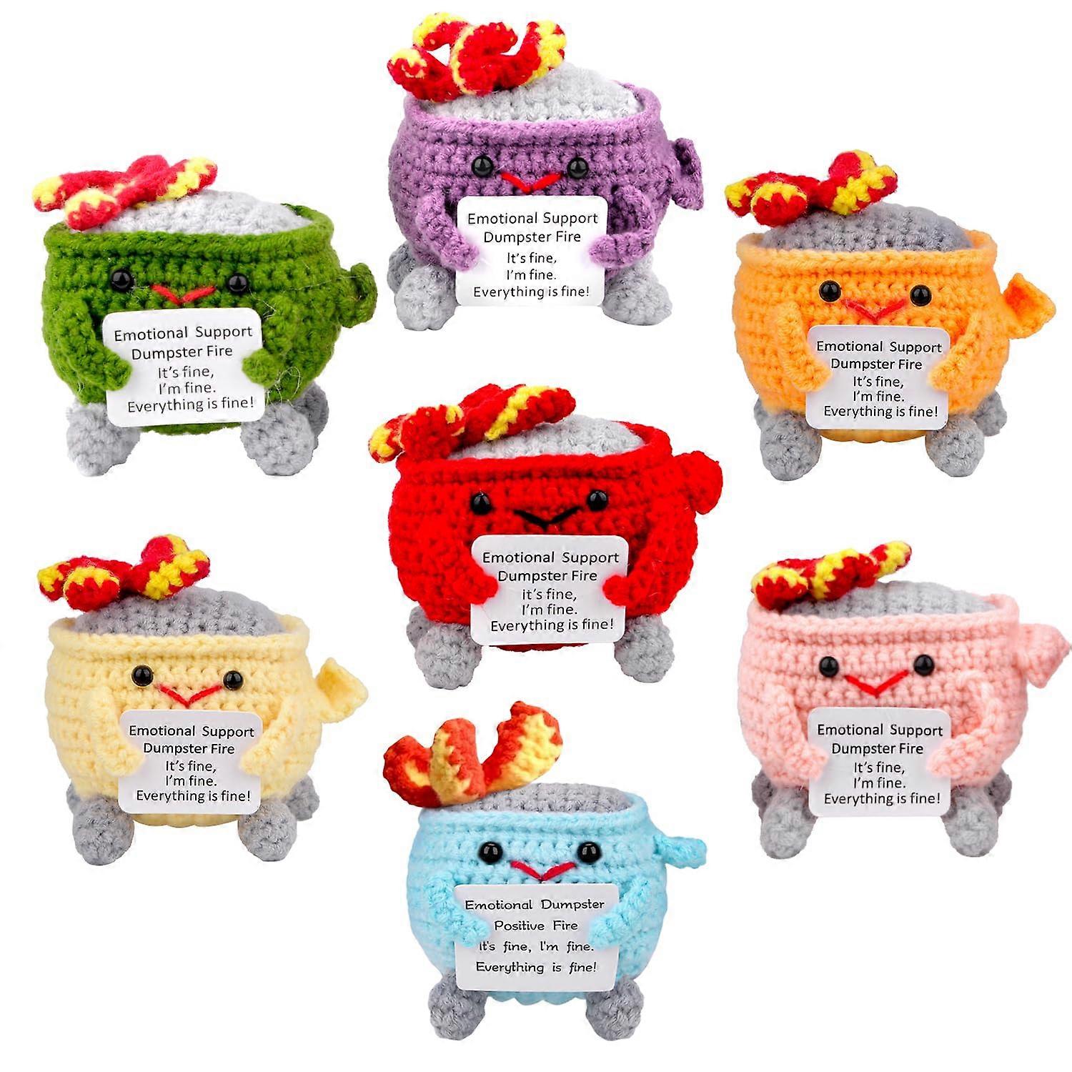 7PCS Emotional Support Crochet Toys for Office, Funny Easter Decor Gifts for Kids and Teens, Handmade, Colorful Style