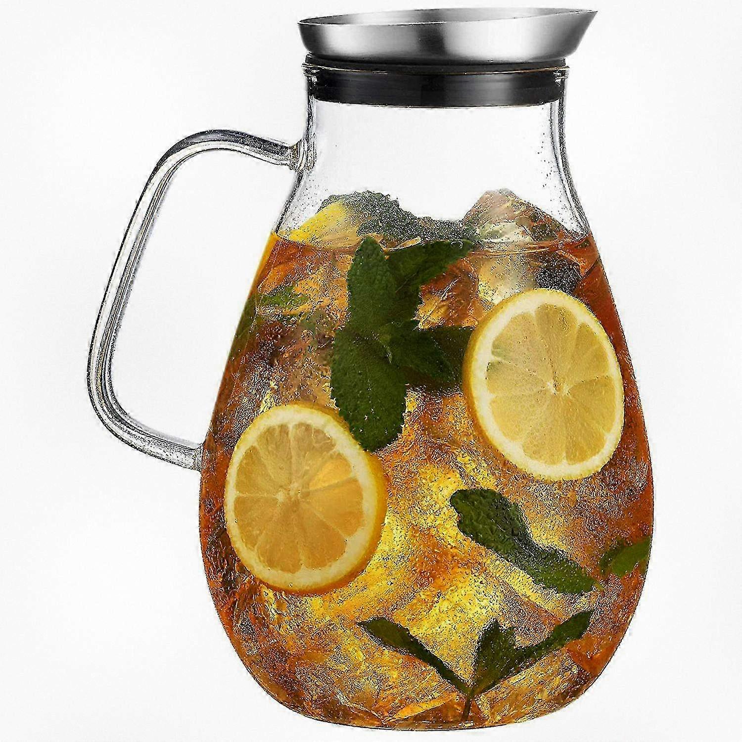 2500ml Glass Pitcher with Lid Elegant Lightweight Beverage Jug Carafe with Handle Ideal for Serving Cold Drinks