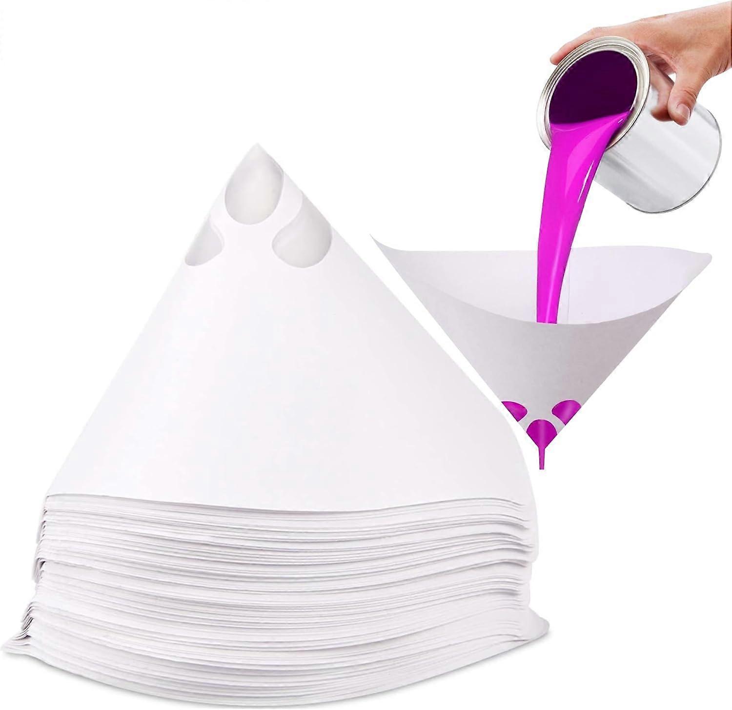 100 Pack Disposable Paper Cone Paint Strainers - 100 Mesh Filters for Car Paint