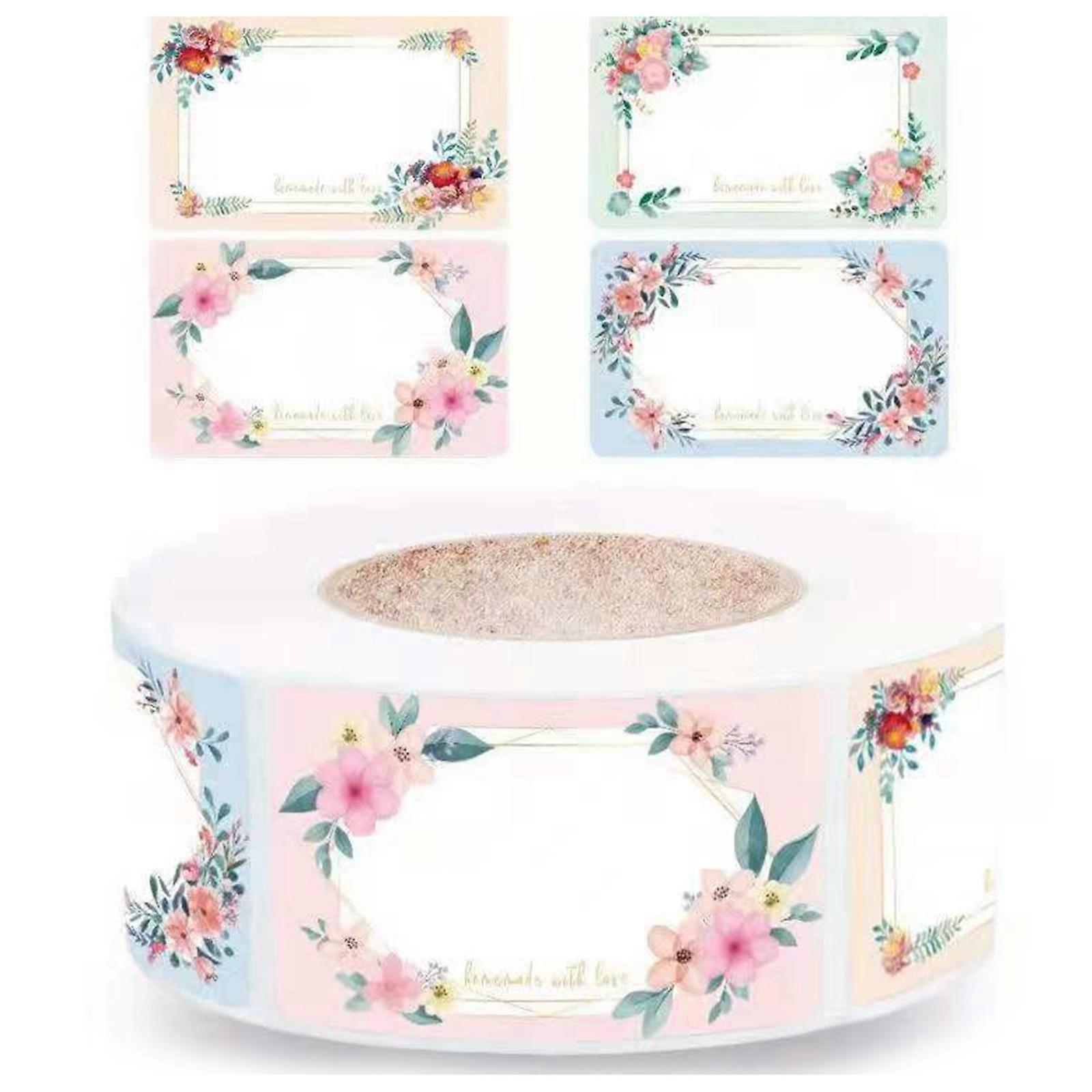 500x Self Adhesive Stickers Lid Labels Flowers Blank Writable Stickers Canning Label Sticker for Storage Organizing Tags