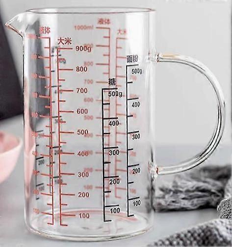 Glass Measuring Cup With Handle Multipurpose Liquid Measurement Glass Container For Kitchen Cooking Baking Mixing 1000 ML