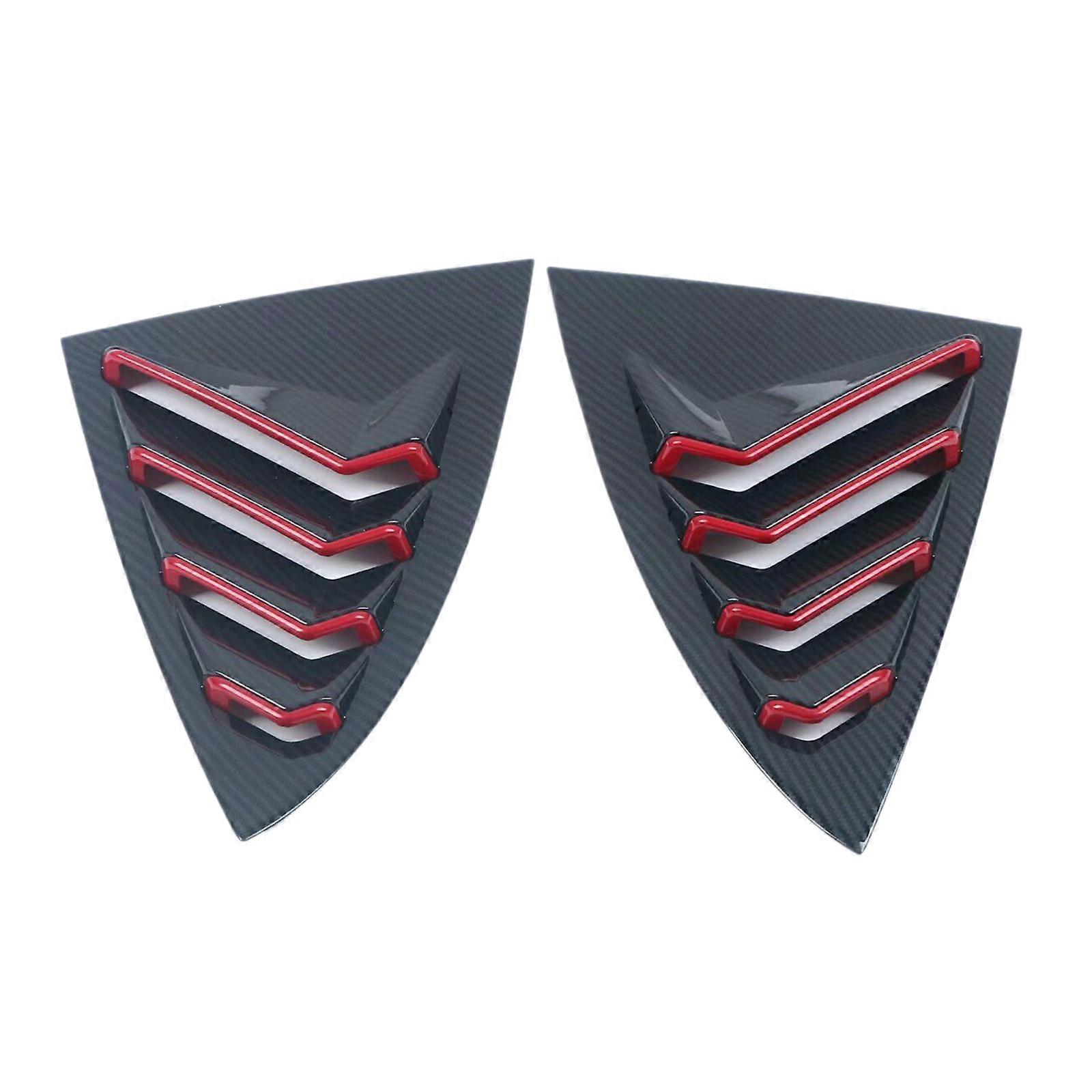 2-Piece/set Red Window Louver Shutter Cover Trim Carbon Fiber Quick Fixing Auto Accessories fitting for  Durable- Multicolor