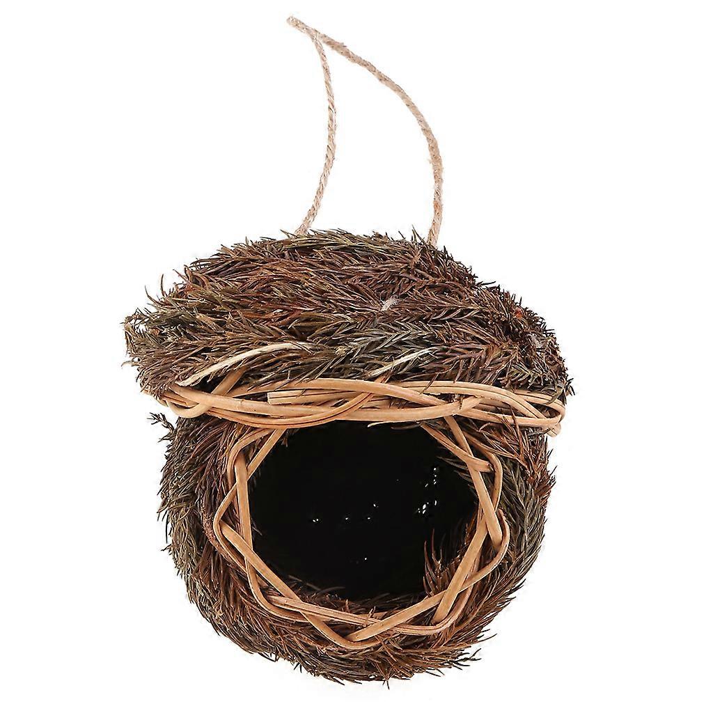 Bird Nest Grass Bird Hut Outdoor Hanging Natural Fiber Birdhouse Canaries Nest Wren Nest Chickadee House Bird Hideaway