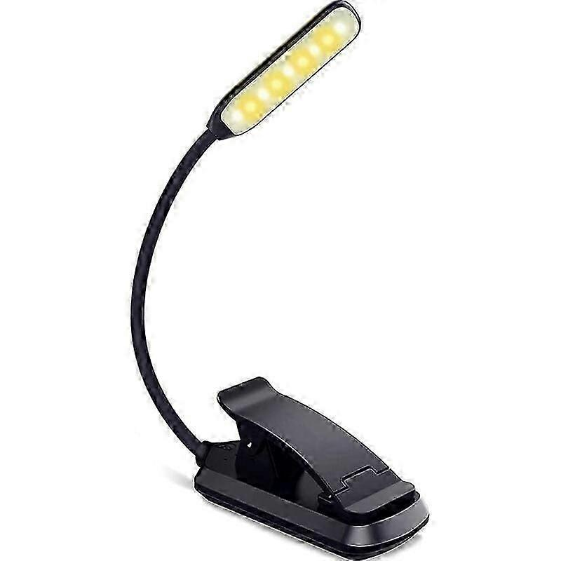 Reading Lamp, 9 LED Rechargeable Reading Light Lamp with Touch Sensor, Stepless Dimming Book Light with 3 Color Modes, Black