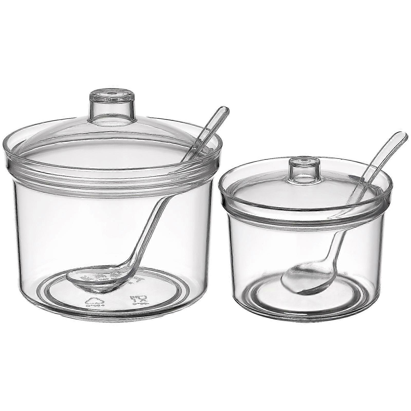 Transparent Acrylic Seasoning Cans with Spoons for Kitchen Storage Simple and Practical 60°C Temperature Resistance