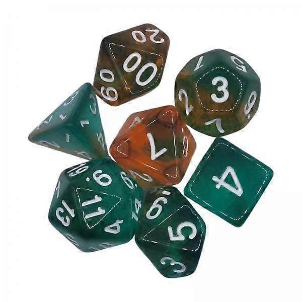 10x7x Acrylic Polyhedral Dices Bicolor for Activities Camping Table Games Green