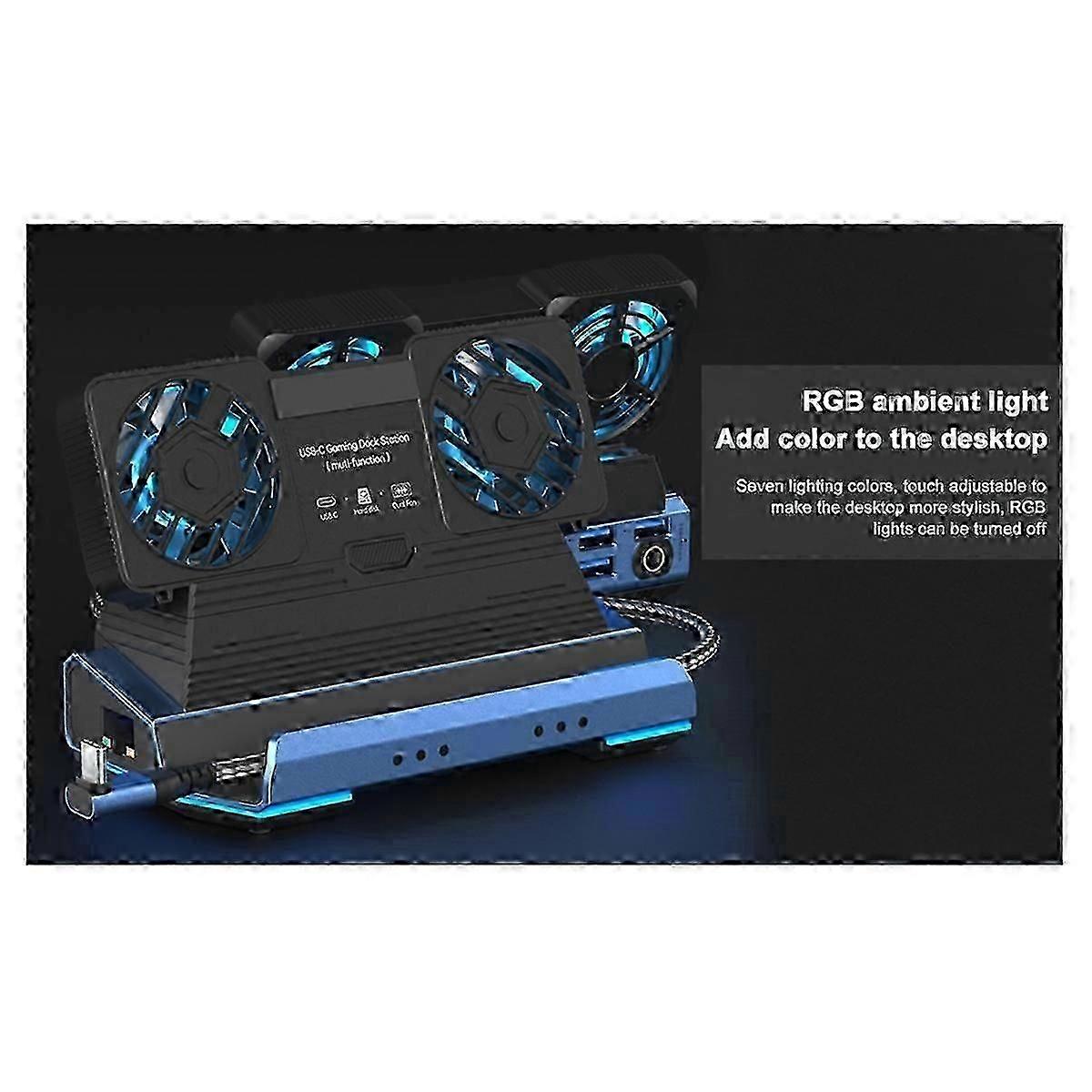 10-i-1 Type-C spildockingstation til Steam DeckROG Ally/Switch M.2 PCie Nvme harddiskboks, USB C HUB 4K60HZ dobbelt blæser bs