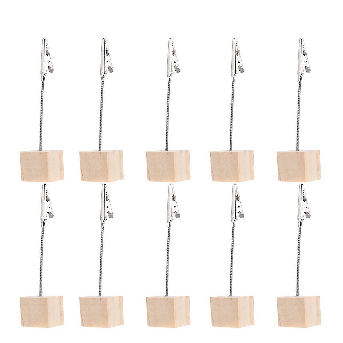 20pcs Tabletop Photo Holders with Clasp for Pictures, Memos and Table Numbers - Pine Wood Cube Base (Wood Color)